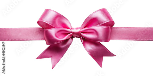 Pink ribbon bow, isolated on transparent png background