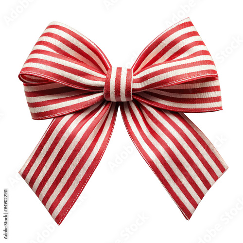 Striped ribbon bow, isolated on transparent png background