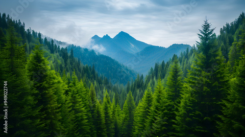 View Mountain Range With Trees The Foreground