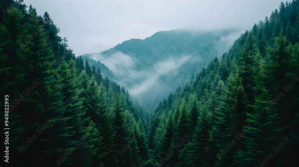 Fototapeta premium View Mountain Range With Trees The Foreg