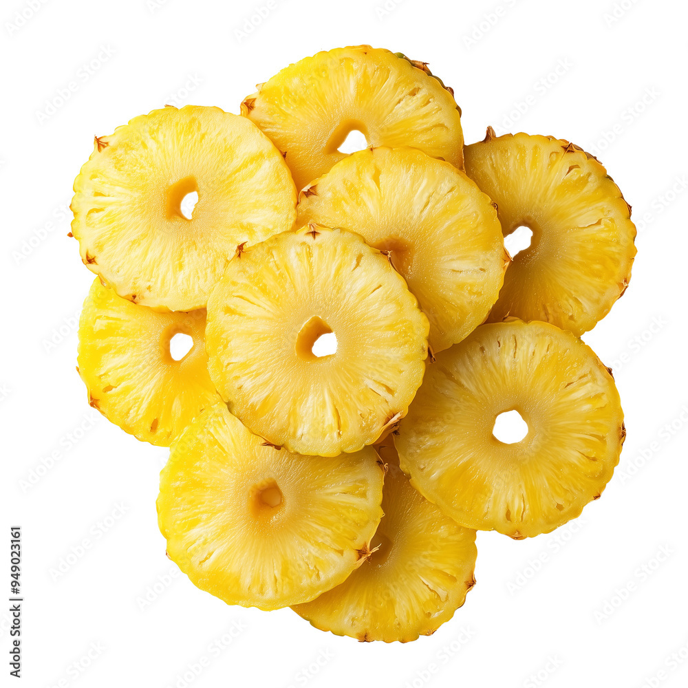 Fresh Pineapple Slices, Ring Isolated on Transparent Background, Fresh Pineapple Slices, Ring Isolated on Transparent Background,