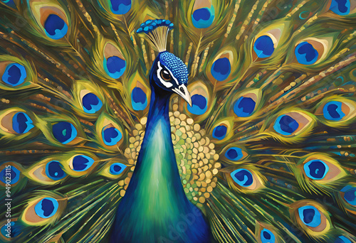 peacock feather colorful painting