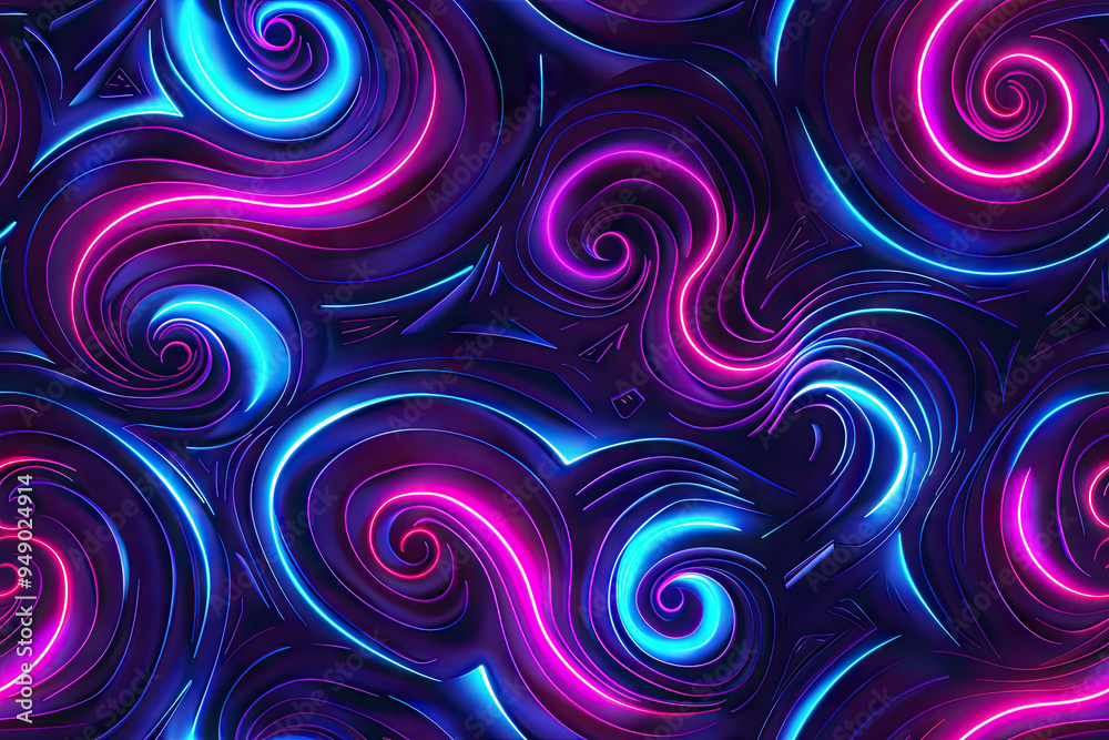 Fototapeta premium Neon swirls on a dark background