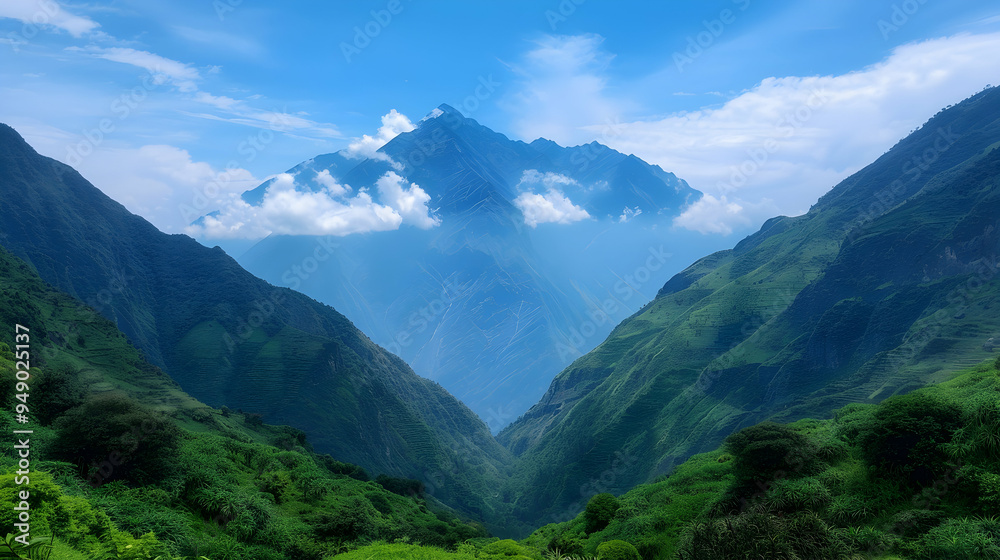 Obraz premium View Mountain Range With Clouds The Sky