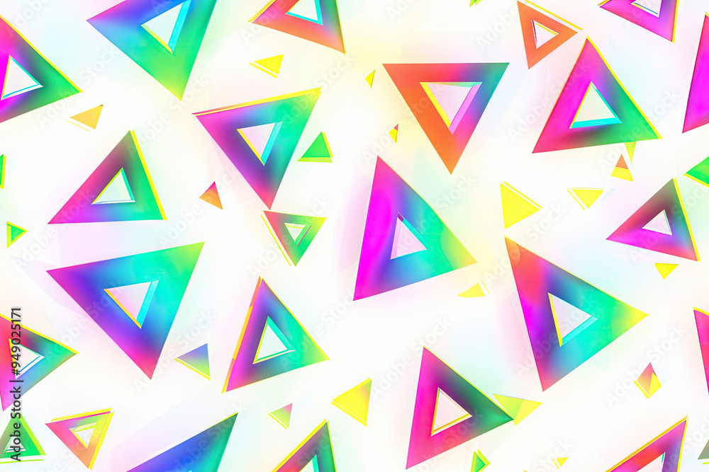 Pattern with neon triangles on white background Pattern with neon triangles on white background