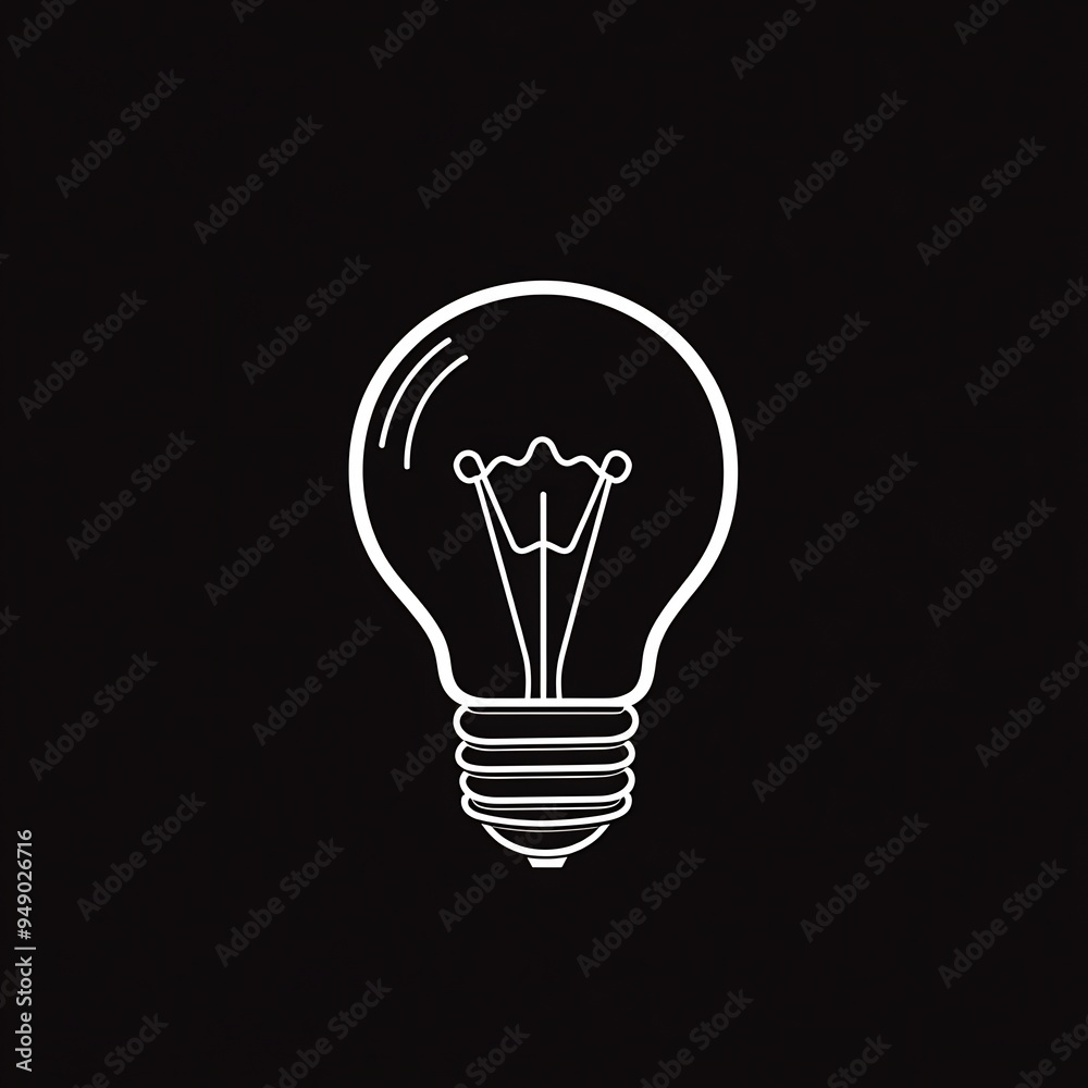 Minimalist light bulb with just the outline and a few lines suggesting the filament Minimalist light bulb with just the outline and a few lines suggesting the filament