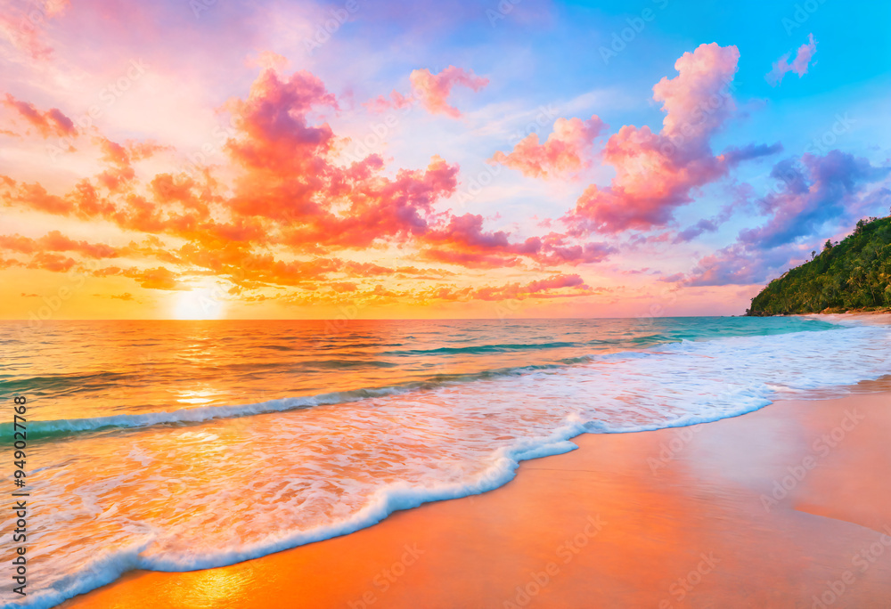 Fototapeta premium Golden Sunrise on the Ocean Horizon