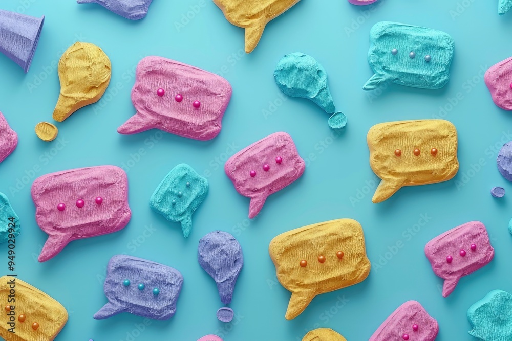 Colorful Speech Bubbles on Blue Background Colorful Speech Bubbles on Blue Background