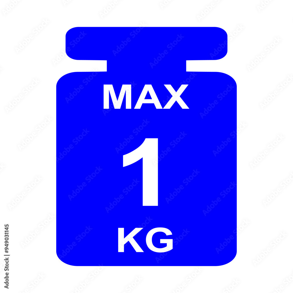 Maximum weight limit up to one kg. Isolated vector , illustration Maximum weight limit up to one kg. Isolated vector , illustration
