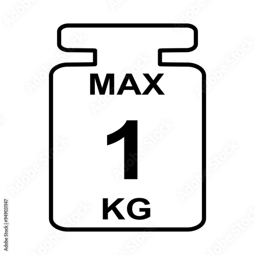 Maximum weight limit up to one kg. Isolated vector , illustration