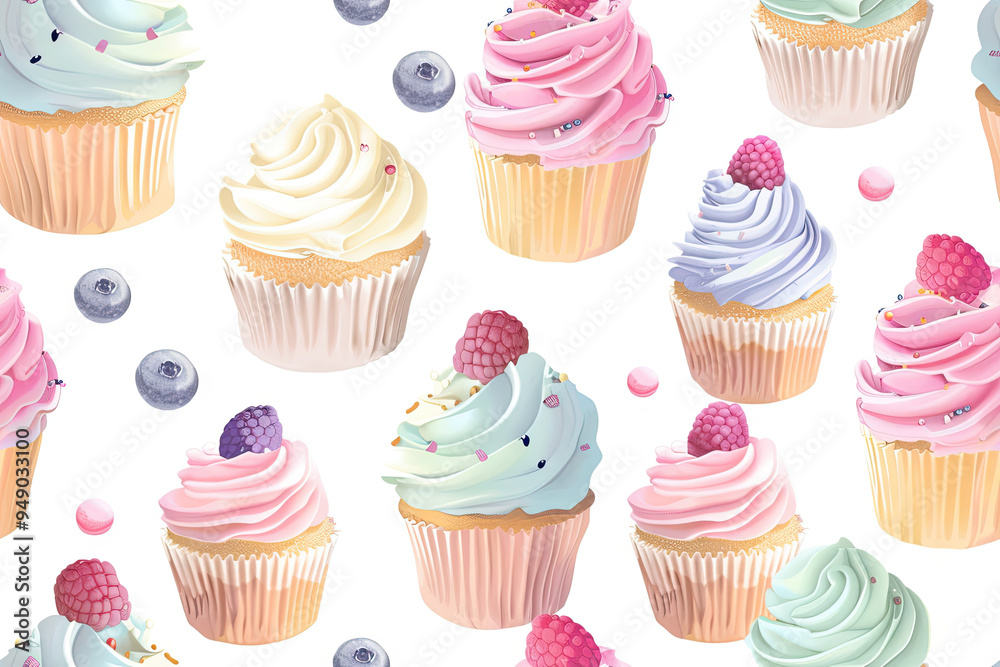 Seamless pattern with cupcakes on a light background Seamless pattern with cupcakes on a light background