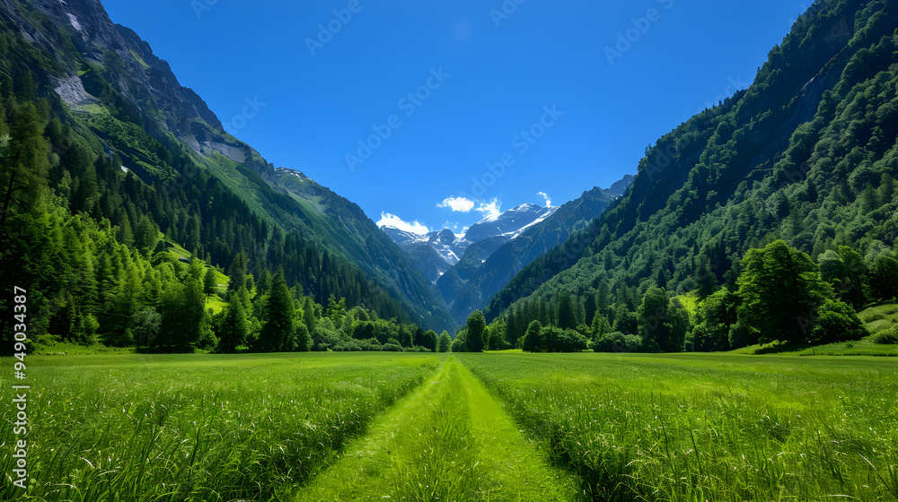 Obraz premium View Valley With Mountains The Backgroun