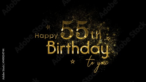 Golden logo congratulations happy 55th birthday, fifty five years, golden particles and alpha channel photo