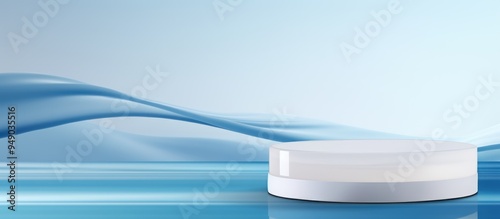 Abstact 3d rendering of platform background, ice podium for product demonstration, advertisement of beauty products or skin care products with empty round stage