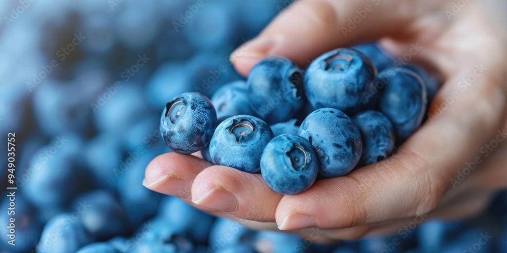 Close up of eating blueberries A healthy berry snack for your diet Close up of eating blueberries A healthy berry snack for your diet