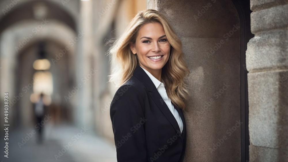 Fototapeta premium 笑顔のビジネスウーマンが醸し出す仕事に対する情熱とポジティブな印象