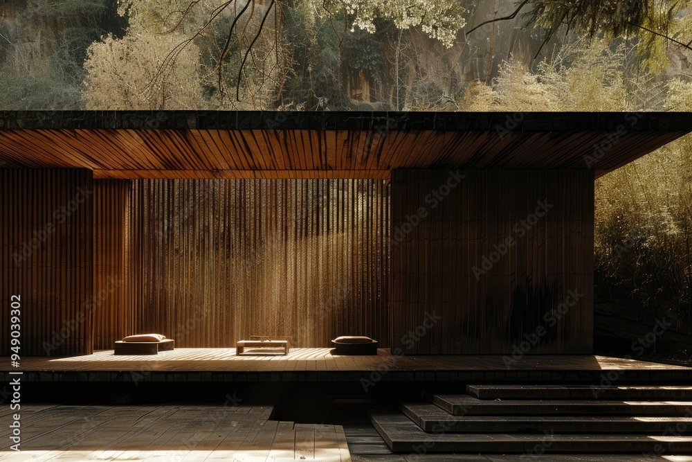 Wooden Pavilion in a Forest Setting Wooden Pavilion in a Forest Setting