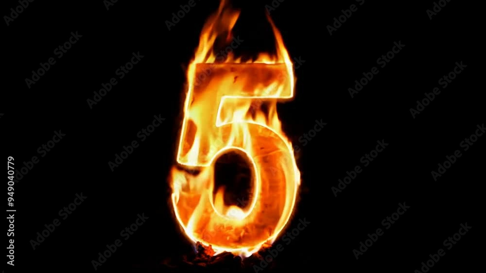 Bright Flaming Five on Dark Night Background Generative AI Bright Flaming Five on Dark Night Background Generative AI