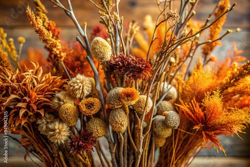 dry brush scraggly stems autumnal color palette monochromatic photo