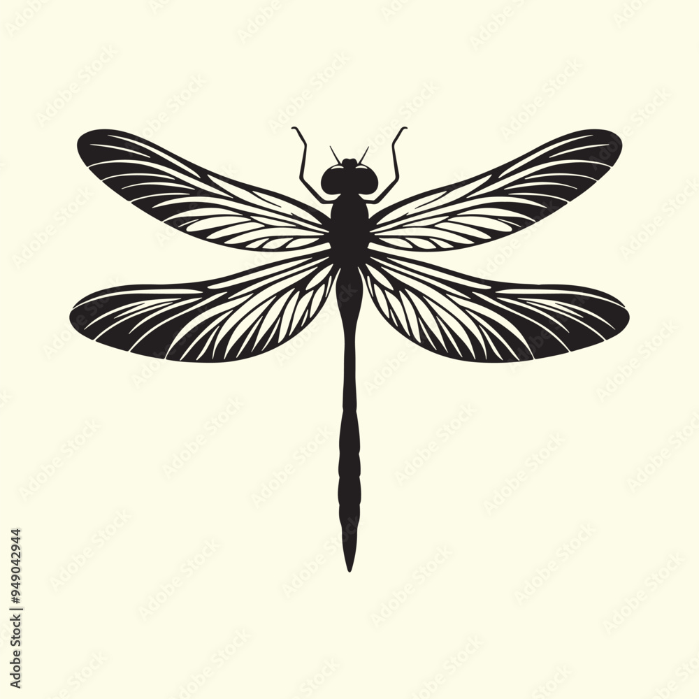 Fototapeta premium Editable Black Dragonfly Silhouette Design on Transparent Background
