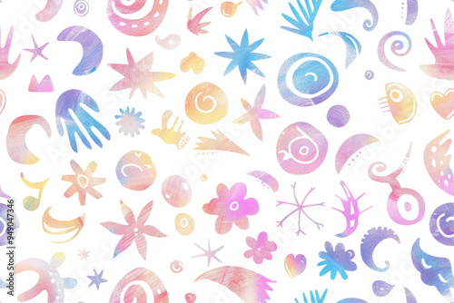 Seamless pattern on a marine theme, shells, watercolor style