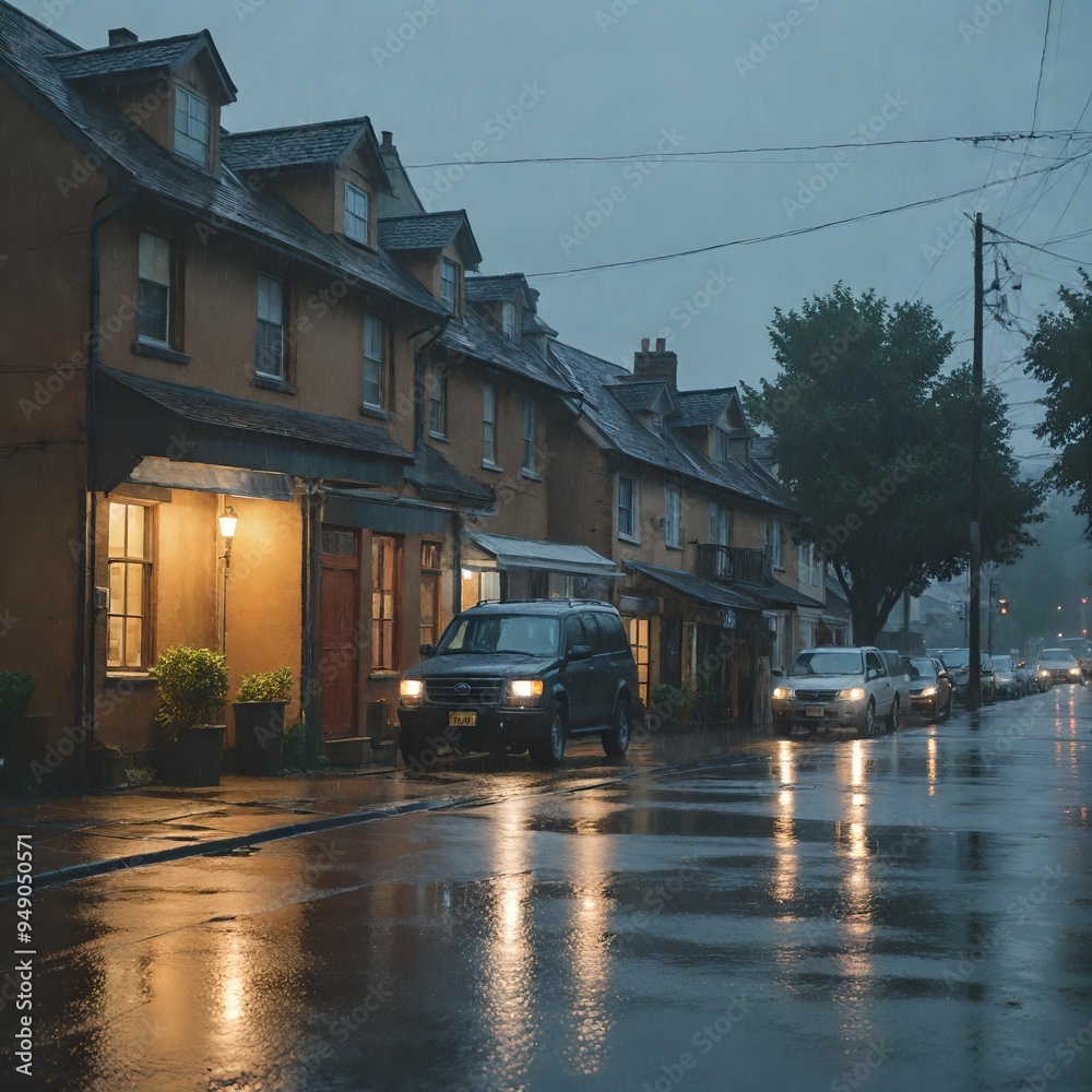 Obraz premium Rainy town