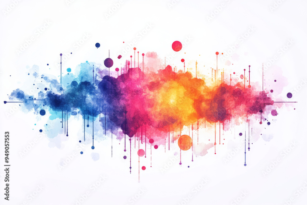 Obraz premium Abstract watercolor illustration with vibrant colors blending into each other, representing creativity, imagination, and artistic expression