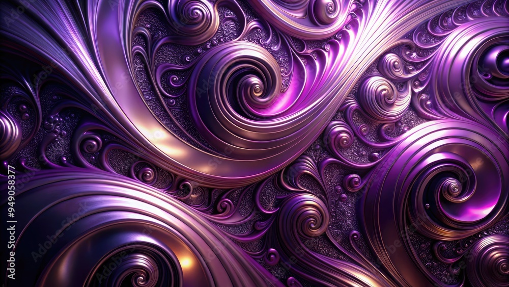 Luxurious abstract purple metallic background with iridescent sheen and intricate swirling patterns, evoking a sense of opulence, sophistication, and cutting-edge technology. Luxurious abstract purple metallic background with iridescent sheen and intricate swirling patterns, evoking a sense of opulence, sophistication, and cutting-edge technology.
