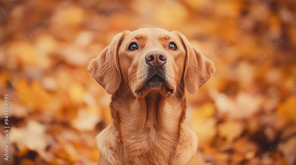 A charming dog gazes among vibrant autumn leaves, embodying the essence of fall with its warm colors and expressive eyes. A charming dog gazes among vibrant autumn leaves, embodying the essence of fall with its warm colors and expressive eyes.