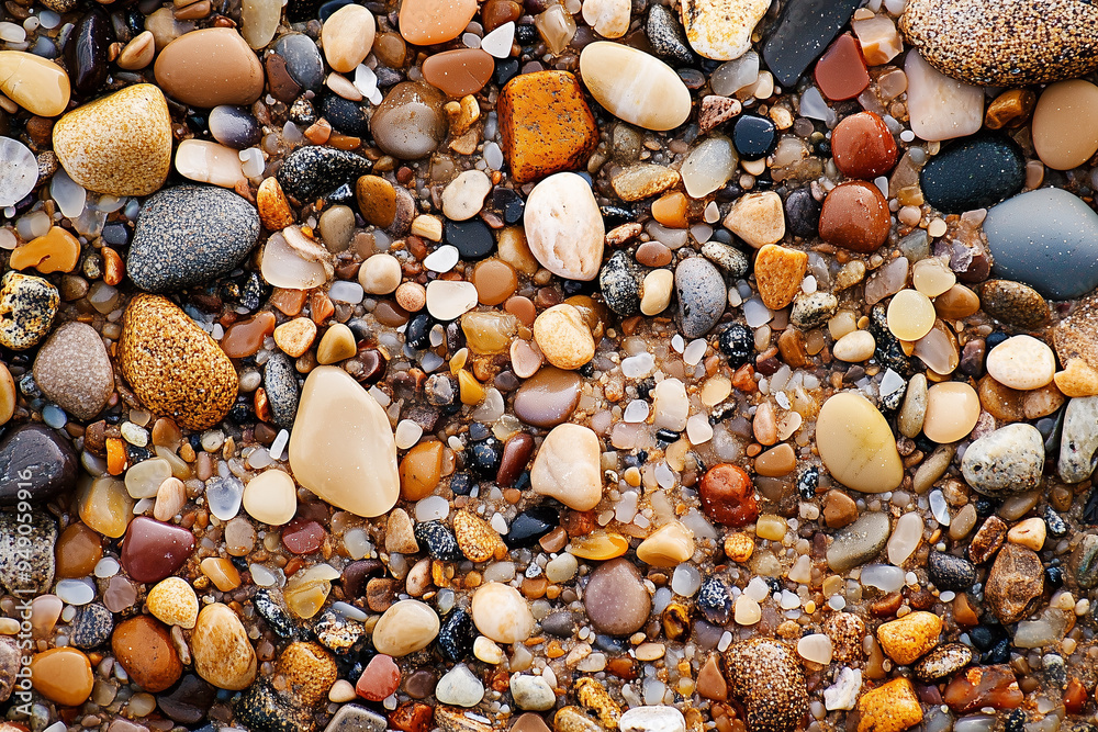 Macro photo of sand grains on a beach, revealing diverse colors and shapes Macro photo of sand grains on a beach, revealing diverse colors and shapes