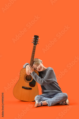 Cute little boy with guitar...