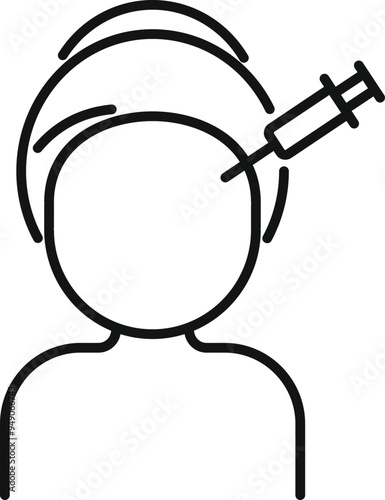 Doctor injecting vaccine in patient head for treatment, medical therapy concept