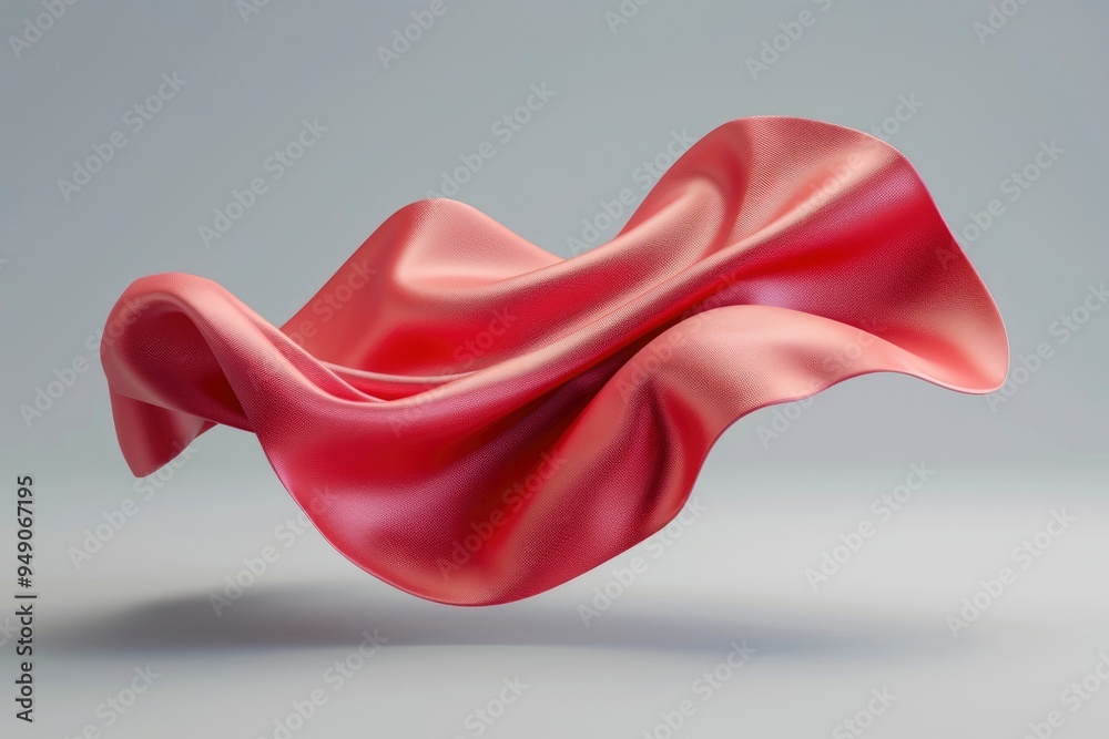 Fototapeta premium Red Satin Fabric Flowing in the Air