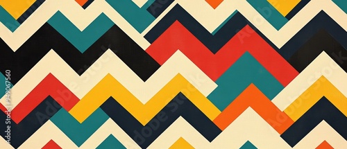 A colorful zigzag pattern with a blue stripe