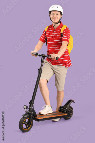 Male courier with backpack ...