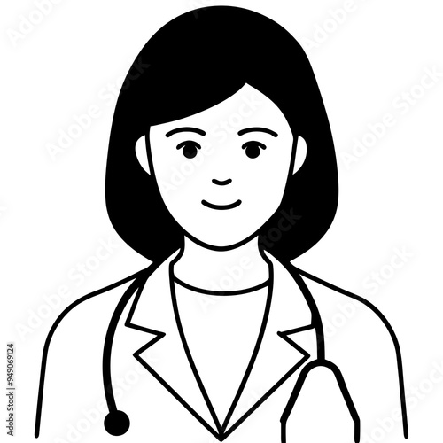 Doctor line icon. Black vector illustration. Editable stroke.