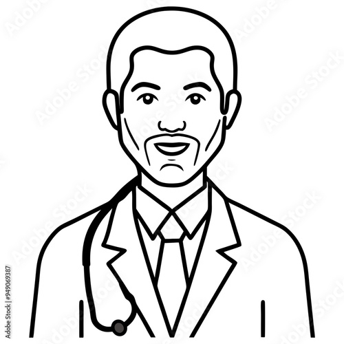 Doctor line icon. Black vector illustration. Editable stroke.