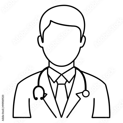 Doctor line icon. Black vector illustration. Editable stroke.