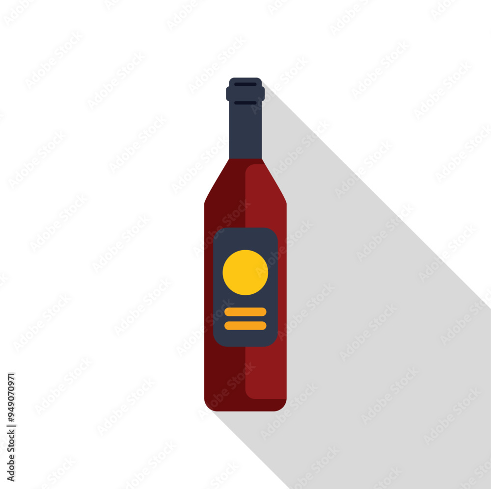 Bottle of red wine is casting a long shadow on a white background Bottle of red wine is casting a long shadow on a white background