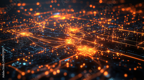 Internet as a network, CGI: A CGI visualization of the internet represented as a vast, glowing network with data streams, server nodes, and global connectivity, presented in high detail 