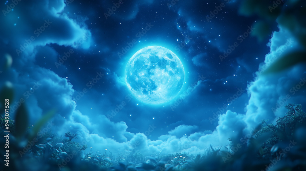 Full Moon in a Starry Night Sky Full Moon in a Starry Night Sky