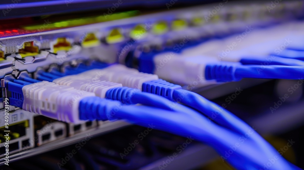 Network cables connecting to server providing internet access Network cables connecting to server providing internet access