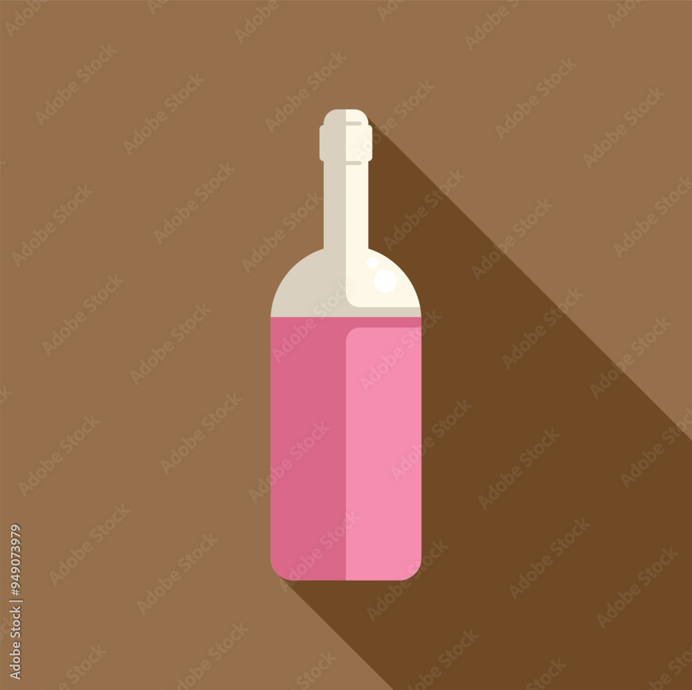 Fototapeta premium Minimalist vector illustration featuring a pink wine bottle, ideal for showcasing beverage options or adding a touch of elegance to designs