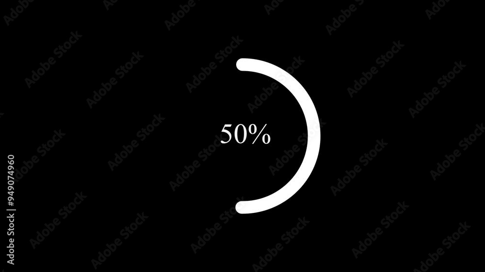 Progress loading bar circle animation 0-100 percent on a cyan color background. Loading circle animation. Indicator progress bar animasi video