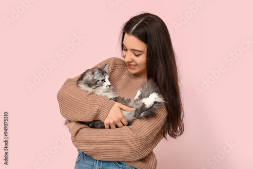 Young woman with cute longh...