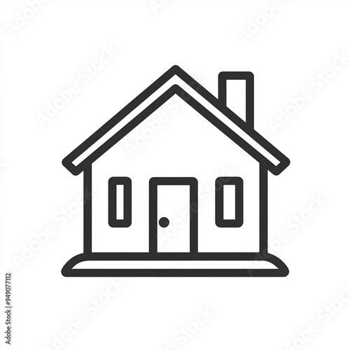 Simple monochrome icon of a house with just the outline and a single door conveying the concept of home