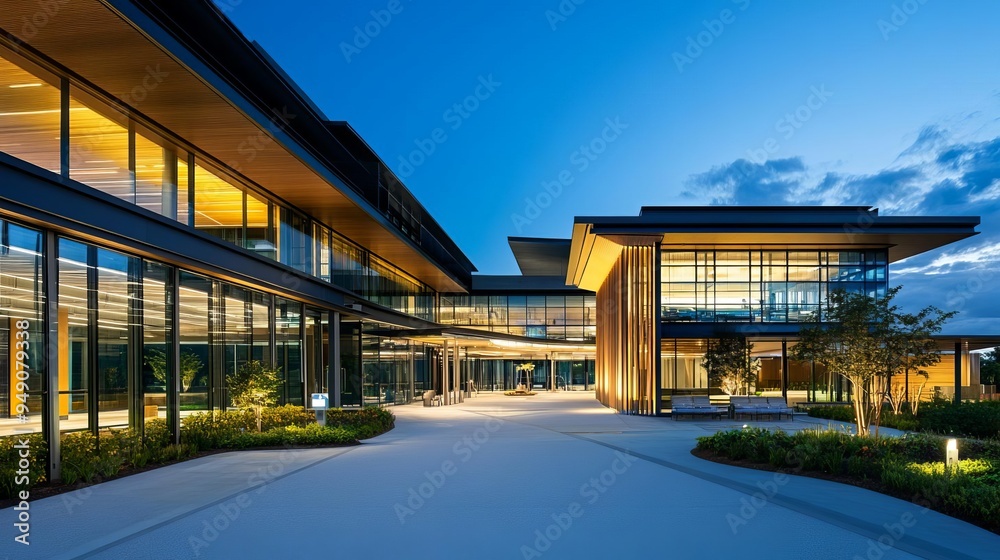 Healthcare facility with sustainable architecture and green building materials, eco-friendly design, sustainable infrastructure Healthcare facility with sustainable architecture and green building materials, eco-friendly design, sustainable infrastructure