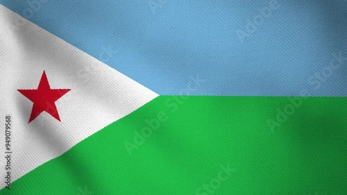 4K High-Resolution Waving Dijibouti National Flag - HD Video of Dijibouti Flag Animation photo