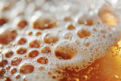 Advertisement of alcohol beverage drink concept. Close-up pouring lager light beer with bubble froth in glass for background.