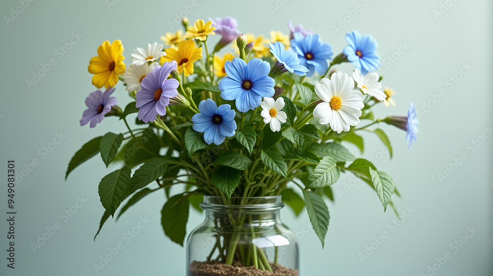 Obraz premium Vaso de vidro com Flores Coloridas